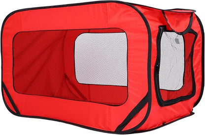 36 Inch Foldable Dog Crate for Mediun Dogs - Portable Travel Kennel with Mesh Windows & Waterproof Cover - Indoor Outdoor Pop-Up Dog Cage for Car, Camping (Red)
