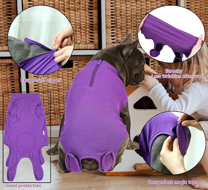 Recovery Suit for Dogs,Dog Cone Alternative Zipper Surgery Suit Female Spay,Soft Dog Surgery Suit for Anti Licking,Breathable Surgical Suit for Dogs Female Spay