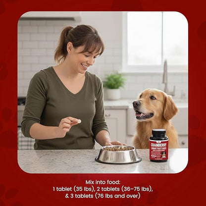 Cranberry Supplement for Dogs UTI Treatment (120 Chews) Dog Urinary Tract Support for Kidney & Bladder Health - Cranberry Relief Supplement for All Ages, Breeds & Sizes - Chicken Flavor - USA Made