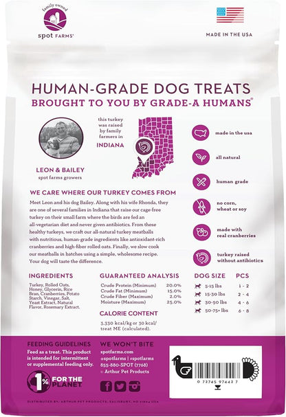 spot farms Turkey Meatball Recipe Healthy All Natural Dog Treats Human Grade Made in USA 12.5 oz (Pack of 2)