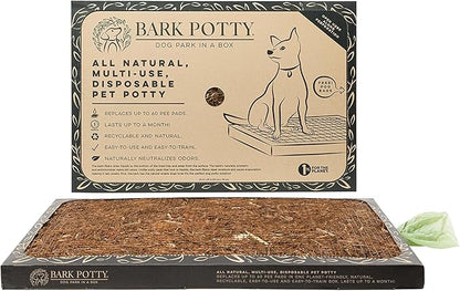 Bark Potty Large Dog Potty Training Box - Disposable, Long-Lasting Pee Pad Litter Replacement - Leak Resistant, Multi-Use, Odor Control, Indoor/Outdoor Toilet Tray