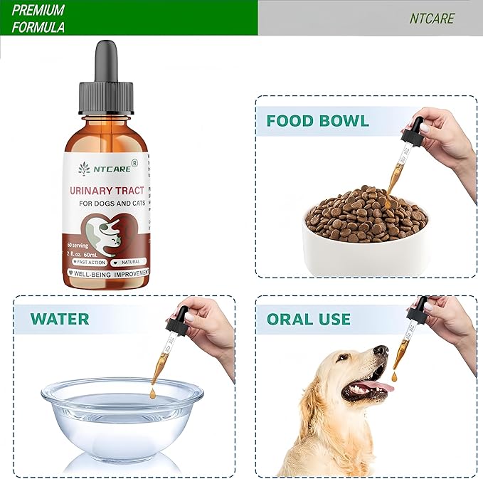 Urinary Tract Support for Dogs and Cats, Natural Fast Action Supplement, 2 fl. oz., 60 Servings