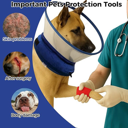 Inflatable Dog Cone Collar, Adjustable Size Velcro with Soft Padding Collar After Surgery for Small Dogs to Stop Licking,Extra Enhanced Anti-Licking Guard Shield for Pets(Blue/S(4-6" Neck))