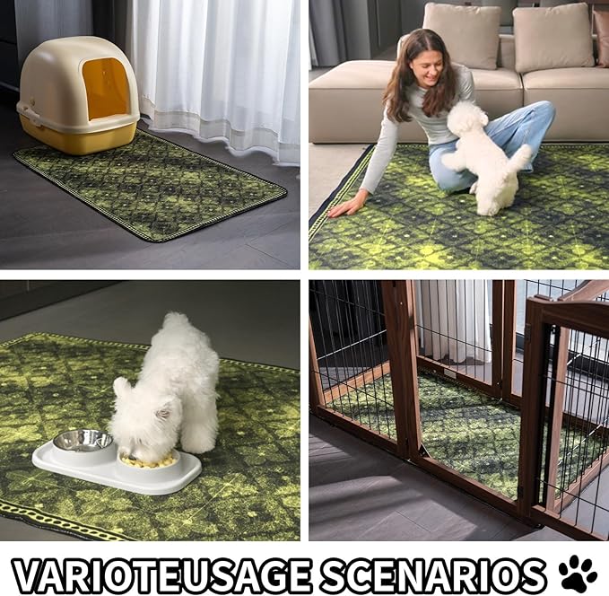 Washable Training Pads for Dog Pee Pads for Dogs - Reusable & Super Absorbent Puppy Pads Pet Potty Crates Dog Supplies Puppy Essentials Green/Multi 24" x 36", 2 Pack