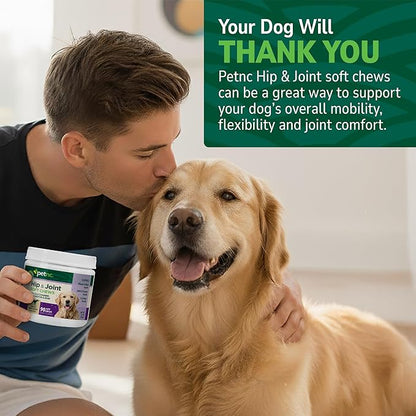 Petnc Hip & Joint Health Supplement for Dogs (90 Chews), Glucosamine Chondroitin MSM Dog Chews with Hyaluronic Acid, Liver Flavored Bone & Joint Support Supplement, For All Breeds