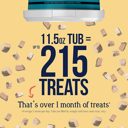 Stewart 100% Chicken Breast Dog Treats, 11.5 oz Tub, ~215 Pieces, Freeze Dried Raw, Single Ingredient, 74% Protein Training Treats or Meal Topper, Grain Free, Gluten Free