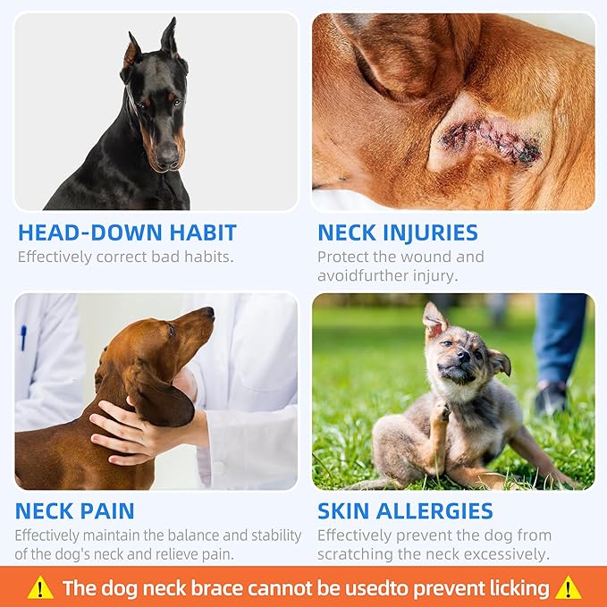 Dog Neck Brace for Pet After Surgery Recovery Adjustable Breathable Neck Cervical Cone，Dog Cone Collar Recovery Head Cone for Small Medium Dogs Puppies Kittens with Spinal IVDD Lssues