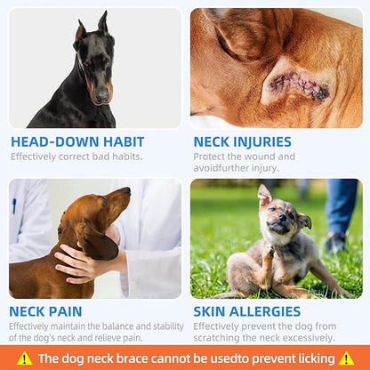 Dog Neck Brace for Pet After Surgery Recovery Adjustable Breathable Neck Cervical Cone，Dog Cone Collar Recovery Head Cone for Small Medium Dogs Puppies Kittens with Spinal IVDD Lssues