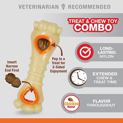 Nylabone Knuckle Bone Pop-In Treat Toy Power Chew Toy for Dogs, Interactive Treat Dispensing Enrichment Dog Toy, Long Lasting Chicken Flavor, Medium Dogs - Up to 35 lbs