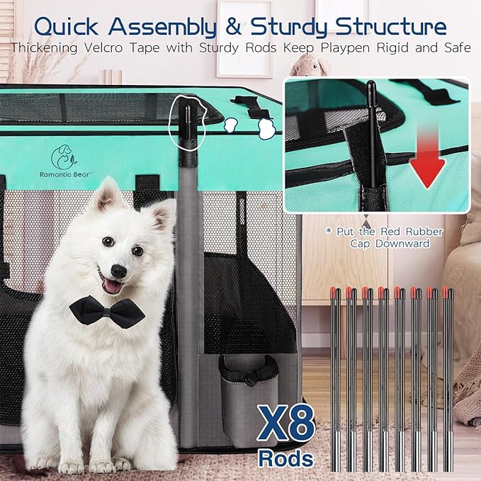 Dog Playpen,Pet Playpen,Foldable Puppy Cat Playpen,Portable Exercise Kennel Tent Crate,Water-Resistant Breathable Shade Cover, Indoor Outdoor Travel Camping Use for Small Animals with Carrying Case(S)