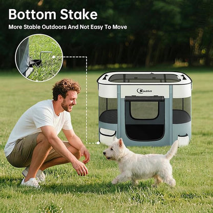 Dog Playpen,Cat Pet Puppy Pen,Portable Playpens for Dogs Indoor Outdoor Travel Camping Use,Foldable Dog Kennel Tent Crate for Rabbit Small Animals with Carrying Case (Grey, Small)
