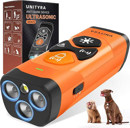 Dog Bark Deterrent Devices 3X Ultrasonic Anti Barking Device with 6 Training Modes 35FT Range Rechargeable & Humane Bark Control for Own or Neighbor’s Dog Indoor & Outdoor Use (Orange)