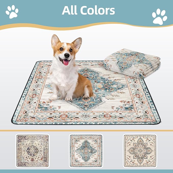 SCLOSE Washable Pee Pad for Dogs Extra Large, 72" x 72" Reusable Puppy Pads Waterproof Dog Rugs, Super Absorbent, Leakproof, Dog Crate Pad, Playpen Mat, Whelping Pads, Blue Medallion