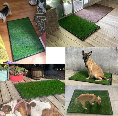 Dog Grass Pad with Tray: 2-Pack Fake Grass, 35 x 21.7 in, Ideal for Medium & Large Dogs - Perfect for Indoor Use, Potty Training