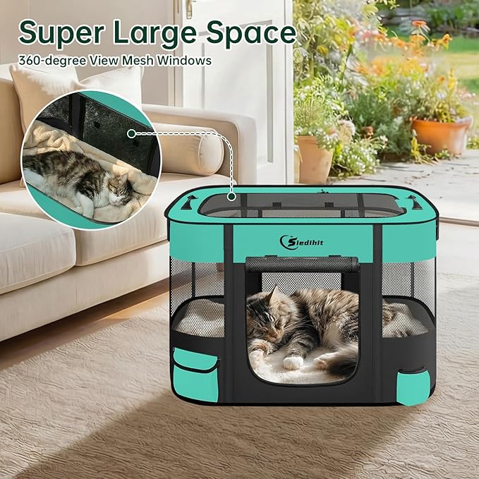 Dog Playpen,Cat Pet Puppy Pen,Portable Playpens for Dogs Indoor Outdoor Travel Camping Use,Foldable Dog Kennel Tent Crate for Rabbit Small Animals with Carrying Case (Green, Small)