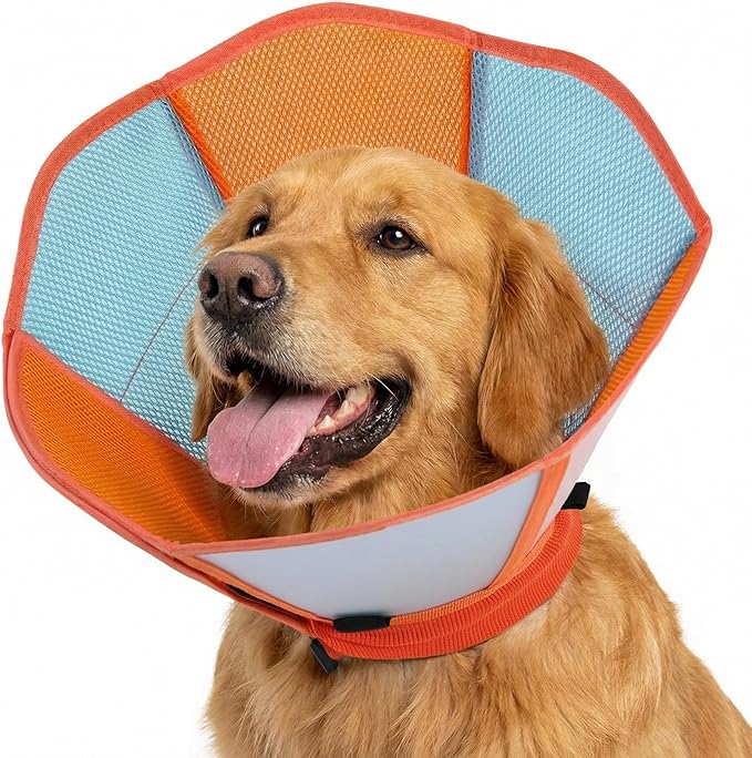 Dog Cones for Large Dogs, Soft Cone for Dogs to Stop Licking, Adjustable Dog Cone Collar Alternative After Surgery for Wound Care, Spay, Neuter, Orange XL