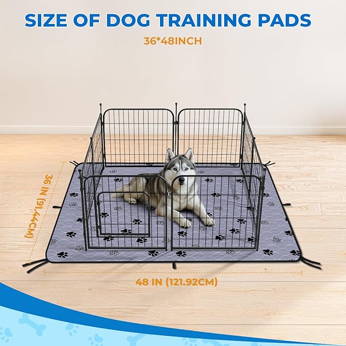 Fostanfly Washable Pee Pads for Dogs, 2 Pack 36"x48" Superior Reusable Puppy Pads, Waterproof Protects Against Urine Leakage, Non-Slip Grip Prevents Slipping and Bunching for Dog Training