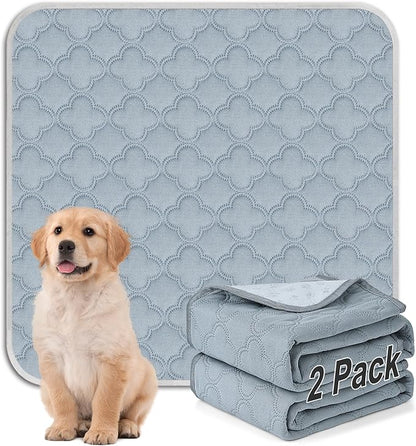 FunFurry Washable Pee Pads for Dogs - 2 Pack Reusable, Waterproof Puppy Pads, Super Absorbent with Dog Paw Shape Non-Slip Backing (Light Grey, 31" X 36" - 2 Pack)