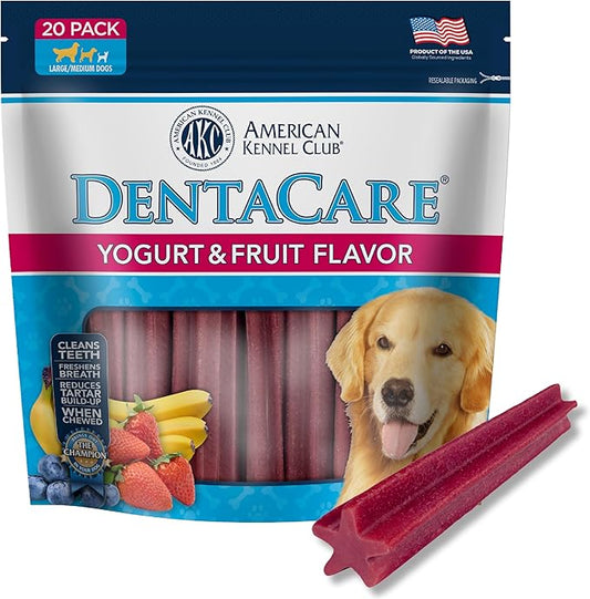 American Kennel Club Dentacare Yogurt & Fruit Flavor Dog Treats, 20 Count
