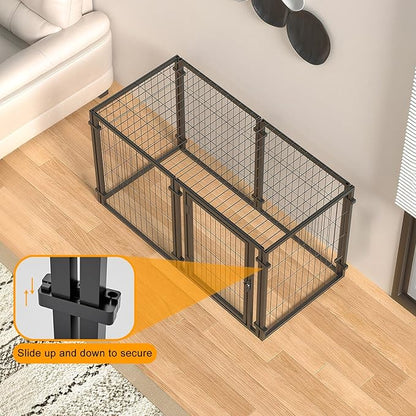 TERRUPEX47.2 Inch Dog Crate Playpen 2-in-1, Heavy Duty Metal Pet Kennel with Removable Tray & Anti-Rust Coating, Portable Dog Cage for Large Medium Dogs, Indoor Outdoor Home Travel Use