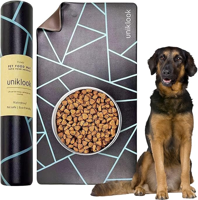 Pet Placemat, Dog Cat Food Water Bowls Mat Feeding Station Pet Safe 28" X 16.5" Waterproof Easy to Clean Dog Modern Designs Boho Uniklook