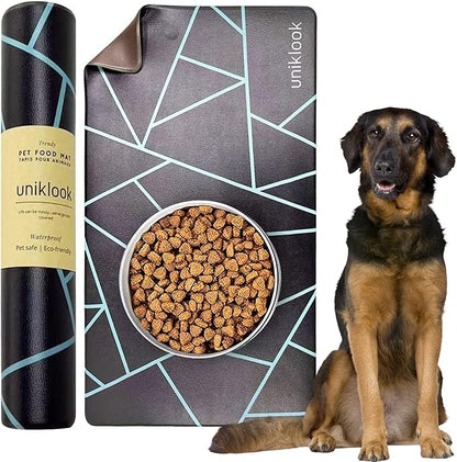 Pet Placemat, Dog Cat Food Water Bowls Mat Feeding Station Pet Safe 28" X 16.5" Waterproof Easy to Clean Dog Modern Designs Boho Uniklook