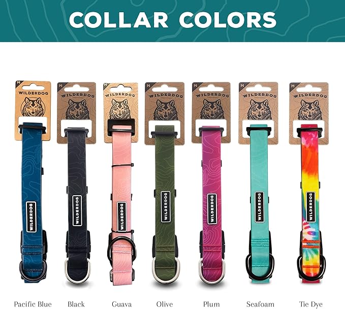 Wilderdog Waterproof Dog Collar - Repels Water & Dirt - Medium 13"-18" - Olive