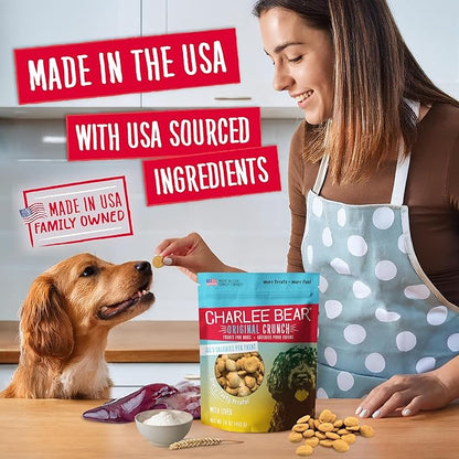 Charlee Bear Original Crunch Dog Treats, Chicken Liver, 16 Ounce Resealable Bag, Low Calorie Training Treats for Dogs, Limited Ingredient, Healthy, Crunchy Dog Snacks, Made in USA
