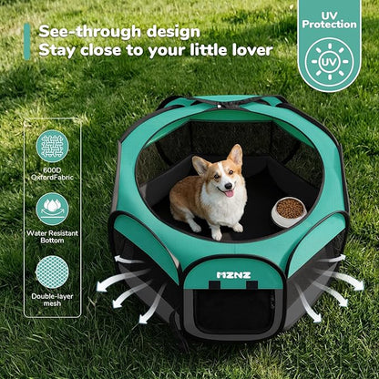 Dog Playpen, Portable Puppy Pet Crate Indoors for Small/Medium Dogs Cats Rabbits, Foldable Dog Cage Enclosure for Outdoor, Pop Up Dogs Tent Kennel with Carrying Case, Blue