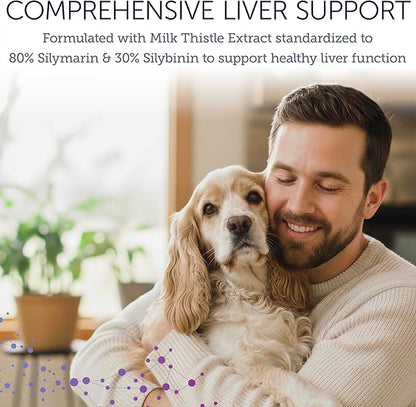 NuLife Hepato Support - Liver Support for Dogs and Cats with Silymarin - Contains Milk Thistle for Dogs & Cats and Vitamin B Complex (B1, B2, B6, B12) - Promotes Canine & Feline Hepatic Health - 90ct