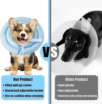Soft Dog Cone Collar - Adjustable Recovery Cone for Small Dogs After Surgery to Stop Licking, Waterproof Elizabethan Protective Neck Donut Collar Alternative for Pet Cat Puppy (Blue, S)