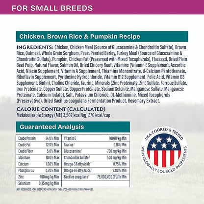 Natural Balance Health Protection Small Breed Dry Dog Food – Whole Body Health, Easy on Digestion Dog Food Made with Chicken, Brown Rice & Pumpkin for Dogs - 12lbs.