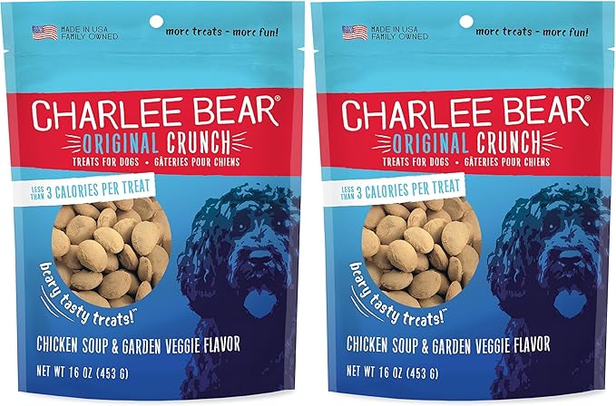 Charlee Bear Chicken Soup & Garden Veggie Dog Treats 16 oz. Bag (Pack of 2)