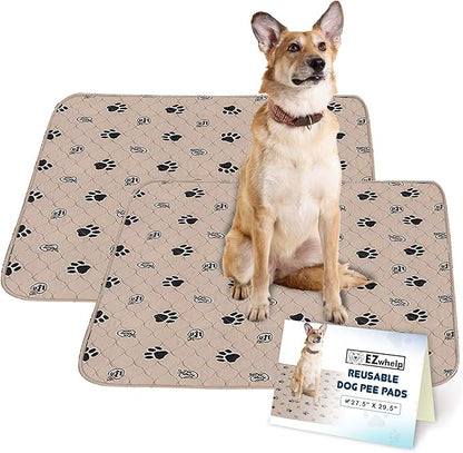 EZwhelp Reusable Dog Pee Pads, Washable Waterproof Mats for Potty Training or Whelping Pads, Puppy Pad with Rounded Corners, 27.5x29.5 Inch, 2 Pack