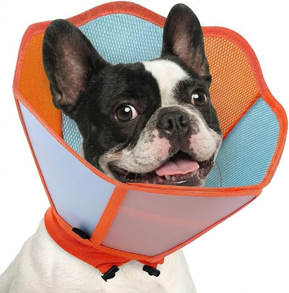 AOFITEE Dog Cone - Cones for Dog to Stop Licking, Dogs Soft Cone After Surgery, Adjustable Dogs Cones Collar Elizabethan Pet E-Collar for Medium Pets, Pet Recovery Collar, OrangeBlue Medium