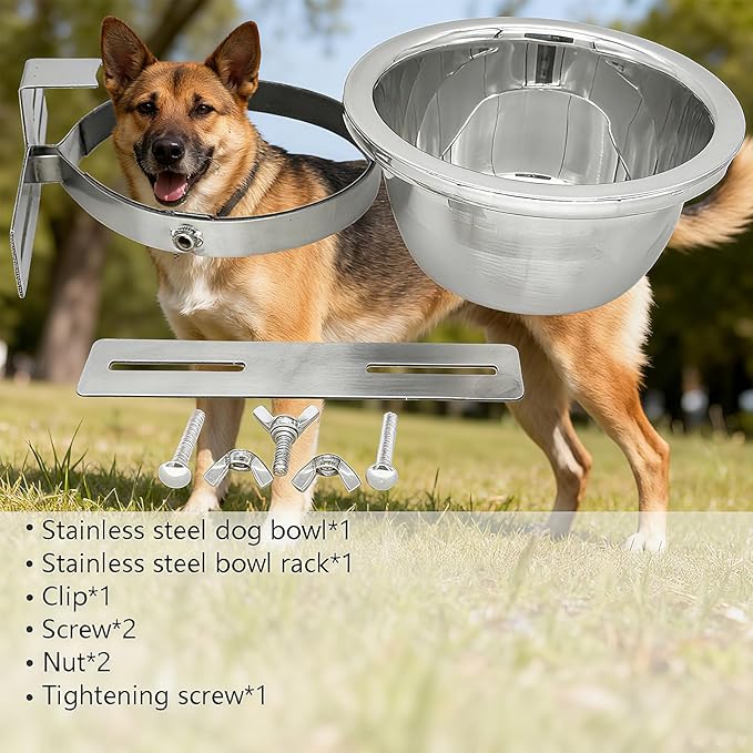 Dog Crate Water Bowl No Spill, Stainless Steel Hanging Large Dog Crate Water Bowls with Metal L-Shaped Feeder for Kennel, S(1100ml/37oz)