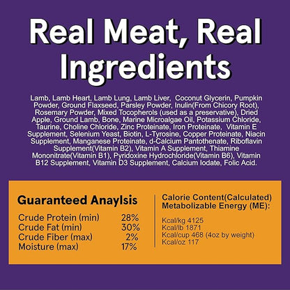 TRMC Real Meat Air Dried Dog Food w/Real Lamb - Four 5lb Bag of USA-Crafted Grain-Free Real Meat Dog Food Sourced from Hormone-Free, Free Range, Grass-Fed Lamb - Digestible, Natural, High Protein