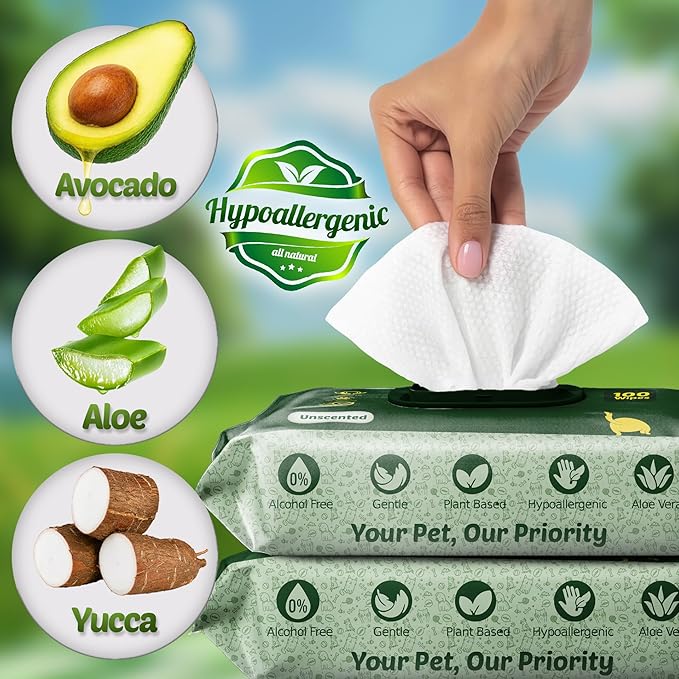Petazy Dog Wipes for Paws and Butt – 100 Count (8x8in) Hypoallergenic, Deodorizing Pet Wipes for Dogs and Cats | Extra Large, Plant-Based, Unscented | Travel Size, Single On-the-Go Pack