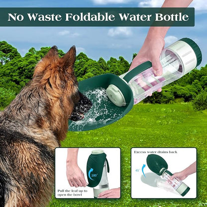 TIOVERY Dog Water Bottle Dispenser for Walking, Pet Water Feeder Container Portable with Drinking Cup Bowl Outdoor Hiking, Travel 20OZ Large Green