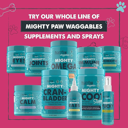 Mighty Paw Waggables Cran-Bladder (Made in The USA) | Vet Formulated Cranberry Supplement for Dogs – Cranberry Chews for Dogs, Urinary Tract & Bladder Support, Bacon Flavored, 120 Soft Chews