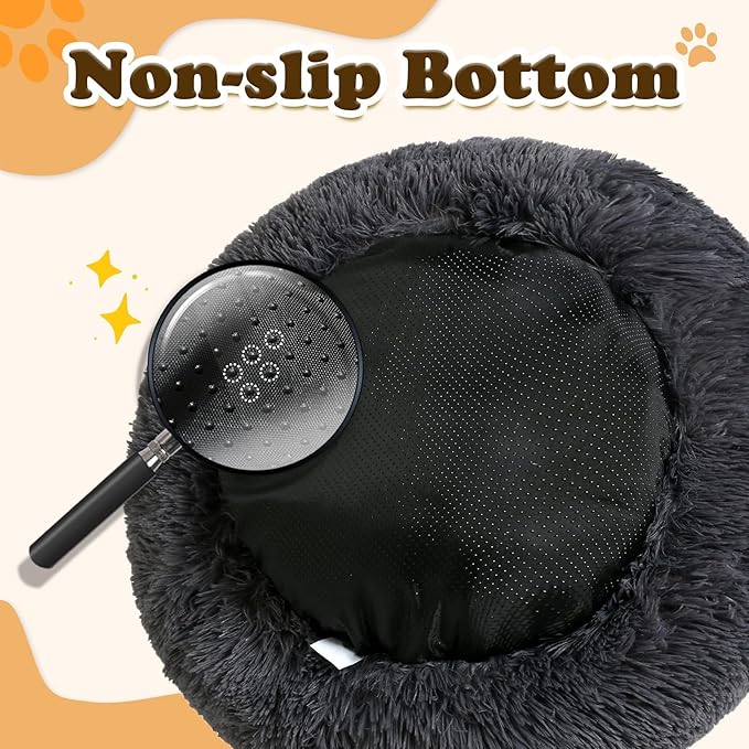 JOLLYVOGUE Dog Beds Large Sized Dog, 36 inches Calming Soft Anti-Anxiety Donut Dogs Bed, Washable Round Fluffy Cushion for Large Pets, Fits up to 80 lbs Pets