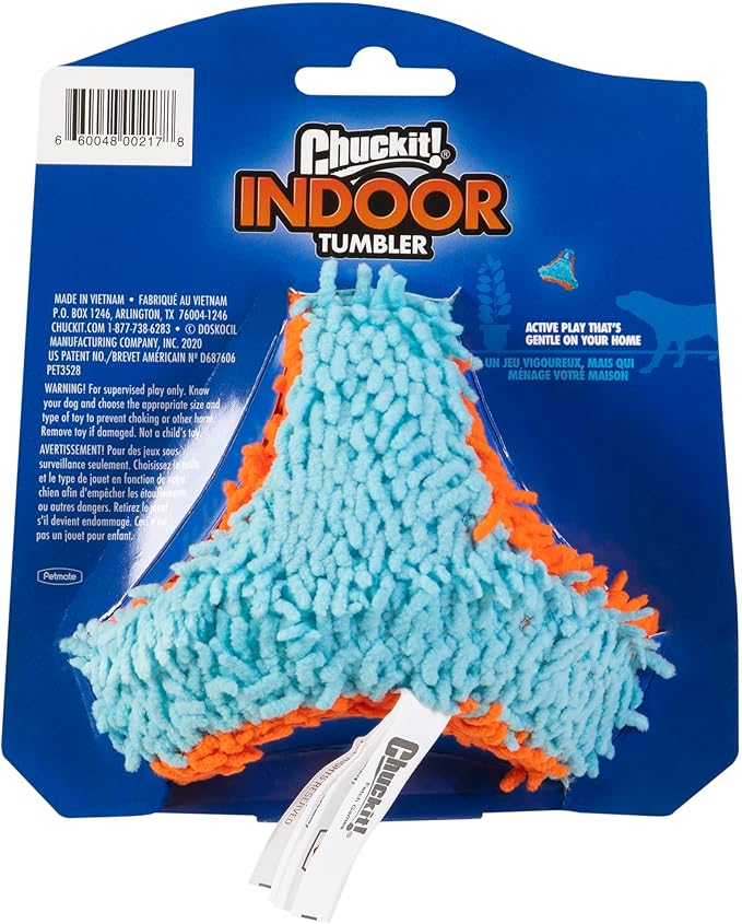 Chuckit! Indoor Fetch Tumbler Toy for Dogs - Interactive Dog Toys for Boredom, 4.5 Inch, Orange and Blue