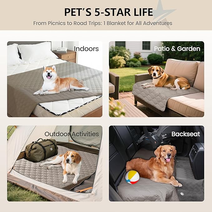 gogobunny 3X Stronger Waterproof Pet Blanket, Scratch Proof Furniture Protector for Dogs Cats, Reversible Cover 30x80 Inch, Dark Stone
