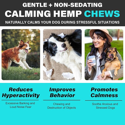 Hemp Calming Chews for Dogs 150 Count (11.6 oz), Dog Calming Treats, Helps with Dog Anxiety, Separation, Barking, Stress Relief, Melatonin for Dogs, Sleep Calming Aid, for All Breeds & Sizes