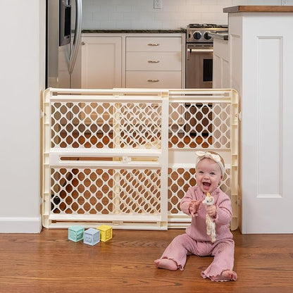 Toddleroo by North States - Supergate Ergo Baby Gate: Plastic Baby Gate for Stairs & Doorways - Adjustable Indoor Safety Gate - Made in USA - 26 to 42 Inches Wide - 26 Inches Tall - Ivory