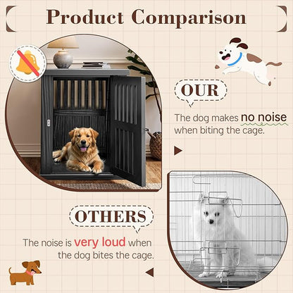 Fancyango 40-Inch Heavy Duty Dog Crate Furniture Lockable Indoor Outdoor Kennel & End Table for Small/Large Dogs Decorative Plastic Pet Cage in Black