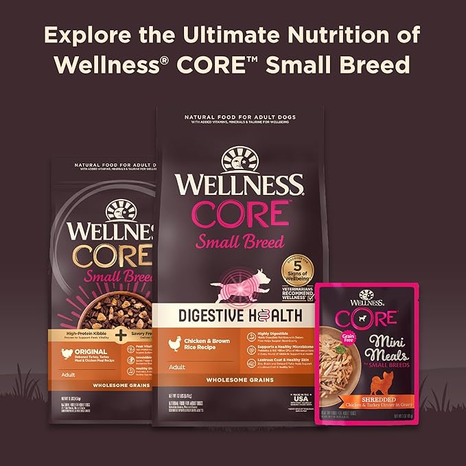 Wellness CORE Small Breed Mini Meals Chunky Variety Pack Adult Wet Dog Food, Grain Free, Natural, 3 oz, Pack of 12