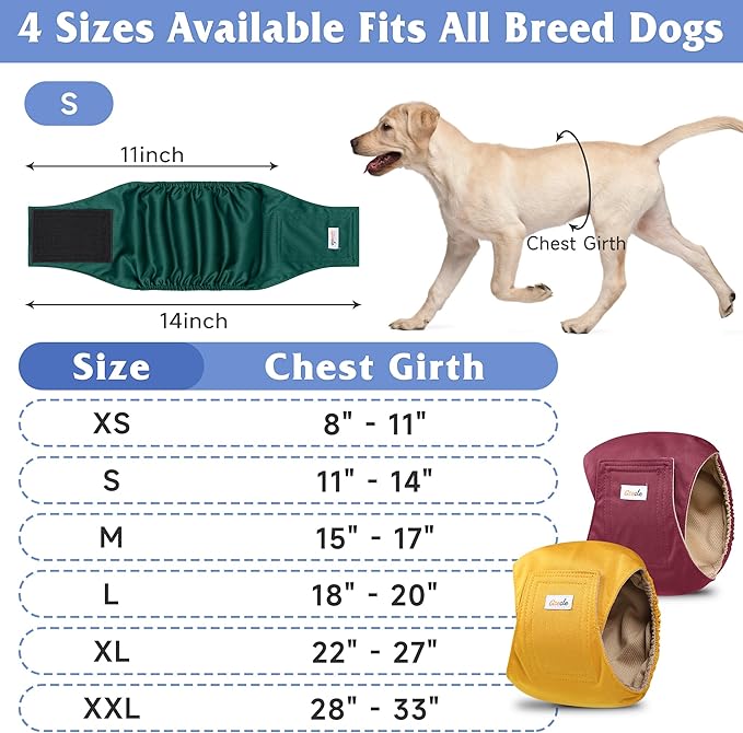 5 Pack Dog Diapers Male Reusable, Premium Belly Bands for Dogs, High Absorbing Male Dog Pee Wraps for Doggie in Incontinence or Excitable Urination Red XS