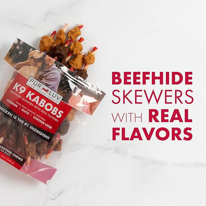 Pur Luv Dog Treats, K9 Kabobs Made with Real Chicken and Duck, 12 Ounces, Dog Snacks, Healthy, Easily Digestible, Long-Lasting, High Protein Treat, Satisfies Urge to Chew