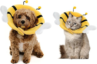 Soft Small Dog/Puppy/Cat Cone | Cute Bumblebee Cone for Small Dogs, Puppies & Cats After Surgery, Wound Care, Spay & Neuter | Dog Recovery Collar | 100% Polyester (Medium)